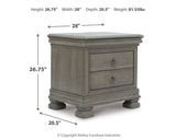 Lexorne Queen Sleigh Bed with Mirrored Dresser, Chest and Nightstand in Gray - PKG015685