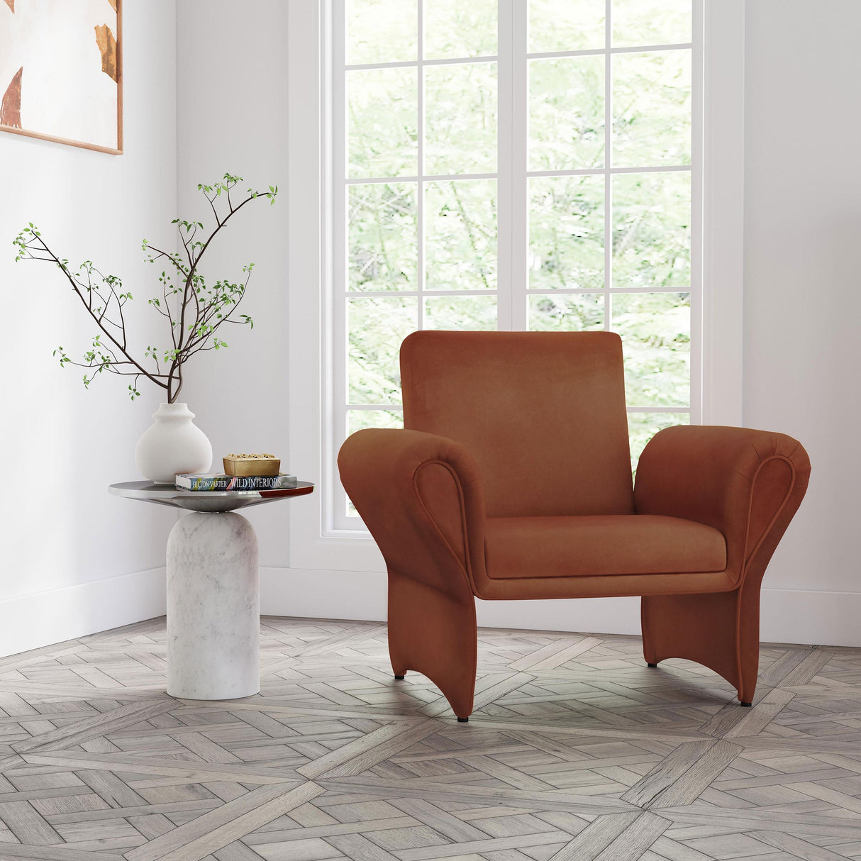 Liana Rust Orange Upholstered Roll Arm Accent Armchair from Coaster - Luna Furniture