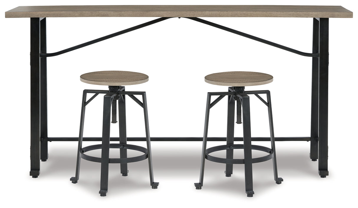 Light Brown/Black Lesterton Counter Height Dining Table and 2 Barstools - PKG012086