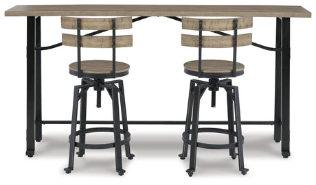 Light Brown/Black Lesterton Counter Height Dining Table and 2 Barstools - PKG012087