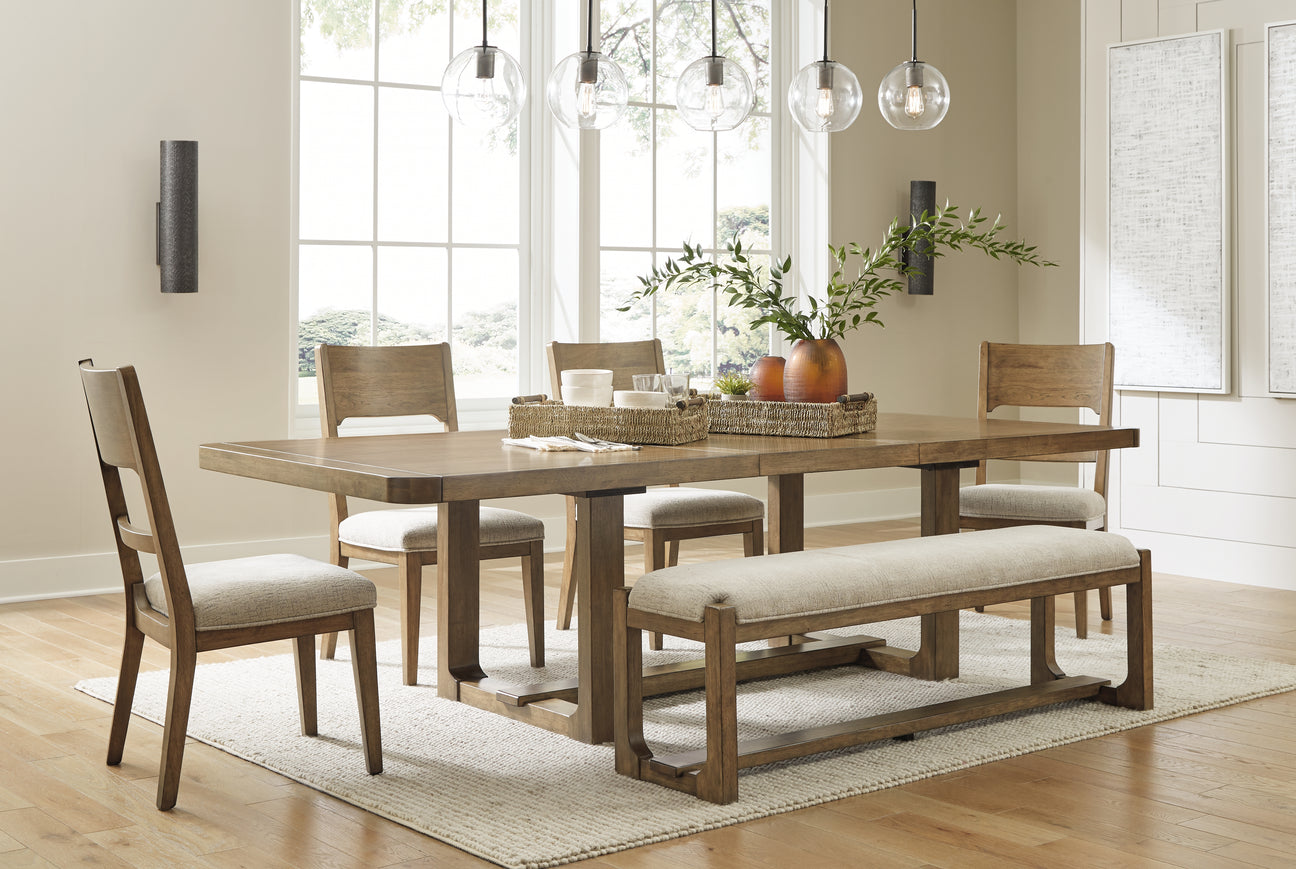 Cabalynn Light Brown Dining Table and 4 Chairs and Bench from Ashley - Luna Furniture