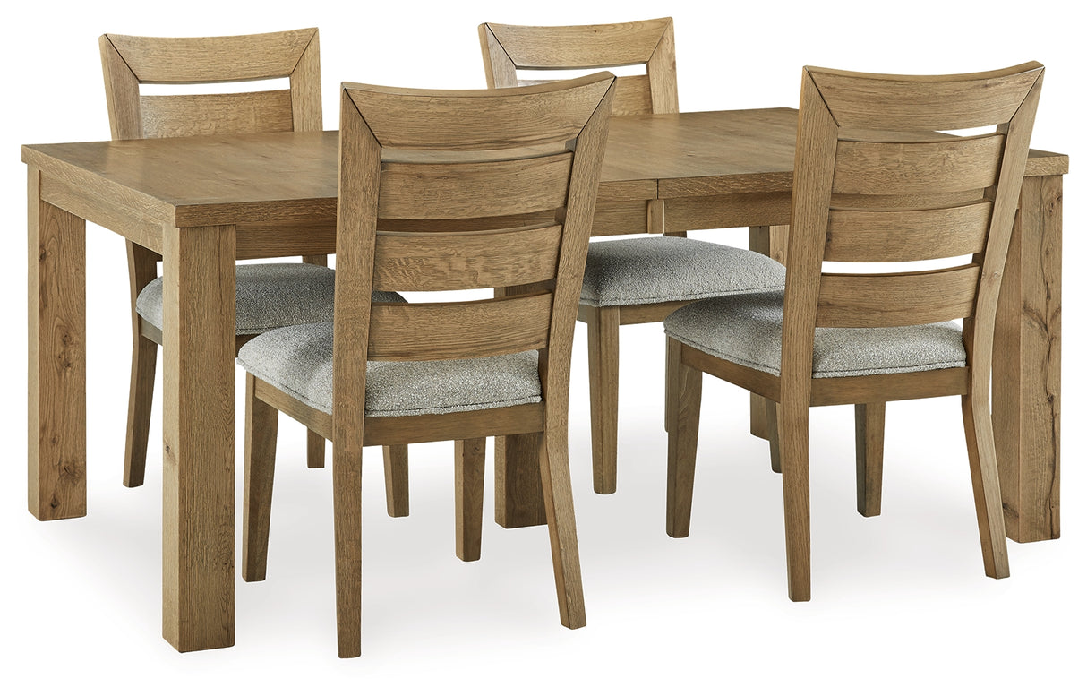 Light Brown Galliden Dining Table and 4 Chairs - PKG018637