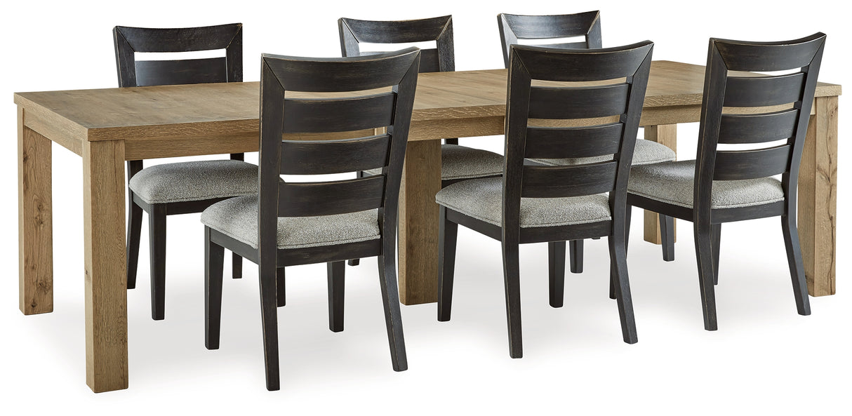 Light Brown Galliden Dining Table and 6 Chairs - PKG020137