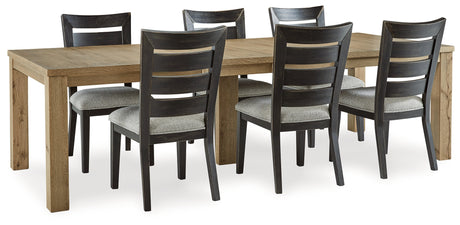 Light Brown Galliden Dining Table and 6 Chairs - PKG020137