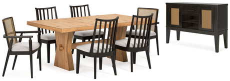 Light Brown Galliden Dining Table and 6 Chairs with Storage - PKG017106