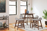 Light Gray/Brown Lyncott Counter Height Dining Table and 4 Barstools - PKG015478