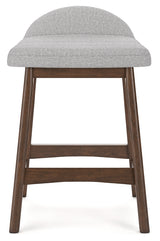 Light Gray/Brown Lyncott Counter Height Dining Table and 4 Barstools - PKG015478