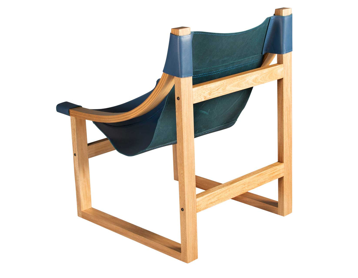 Lima Sling Chair, Cobalt Leather with Natural Frame from Steve Silver - Luna Furniture