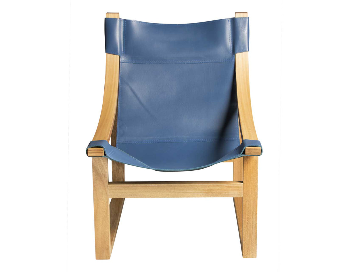 Lima Sling Chair, Cobalt Leather with Natural Frame from Steve Silver - Luna Furniture