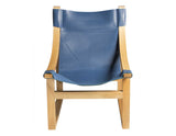 Lima Sling Chair, Cobalt Leather with Natural Frame from Steve Silver - Luna Furniture