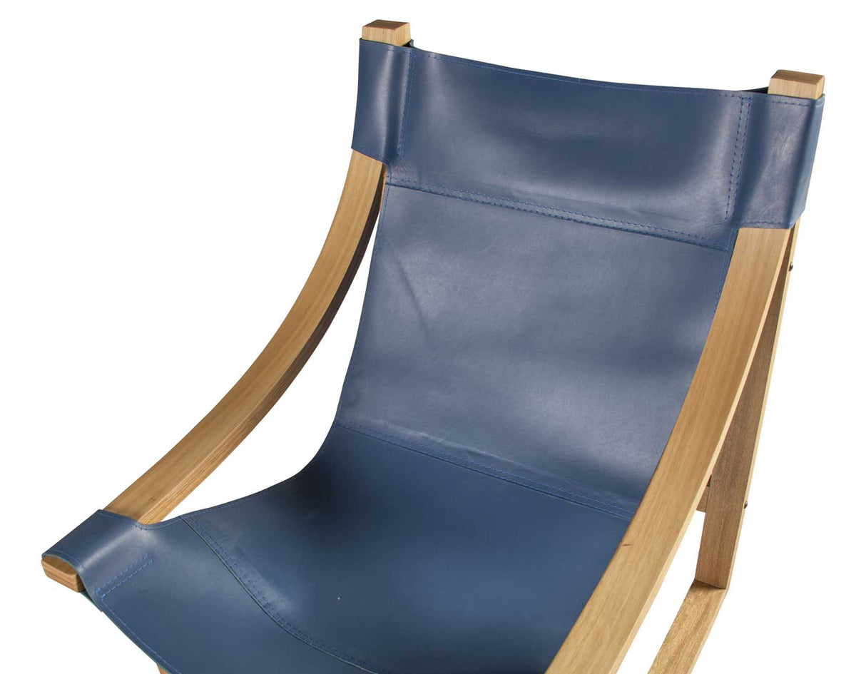 Lima Sling Chair, Cobalt Leather with Natural Frame from Steve Silver - Luna Furniture