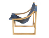 Lima Sling Chair, Cobalt Leather with Natural Frame from Steve Silver - Luna Furniture