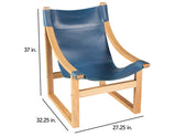 Lima Sling Chair, Cobalt Leather with Natural Frame from Steve Silver - Luna Furniture