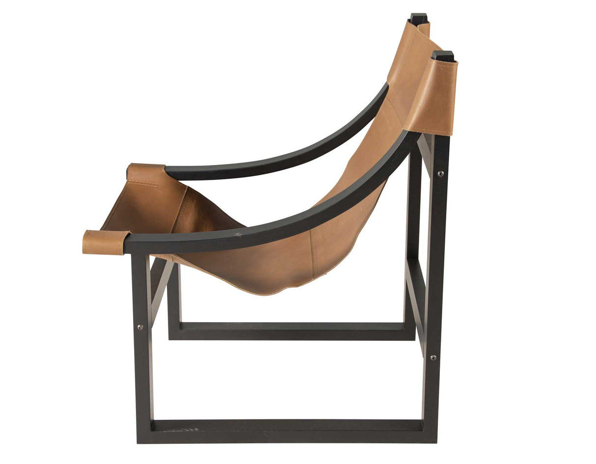 Lima Sling Chair, Natural Leather with Black Frame - LI150NBSC