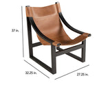 Lima Sling Chair, Natural Leather with Black Frame - LI150NBSC