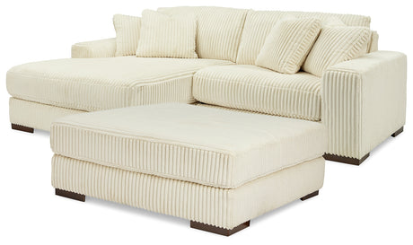 Lindyn 2-Piece Sectional with Ottoman in Ivory - PKG014502