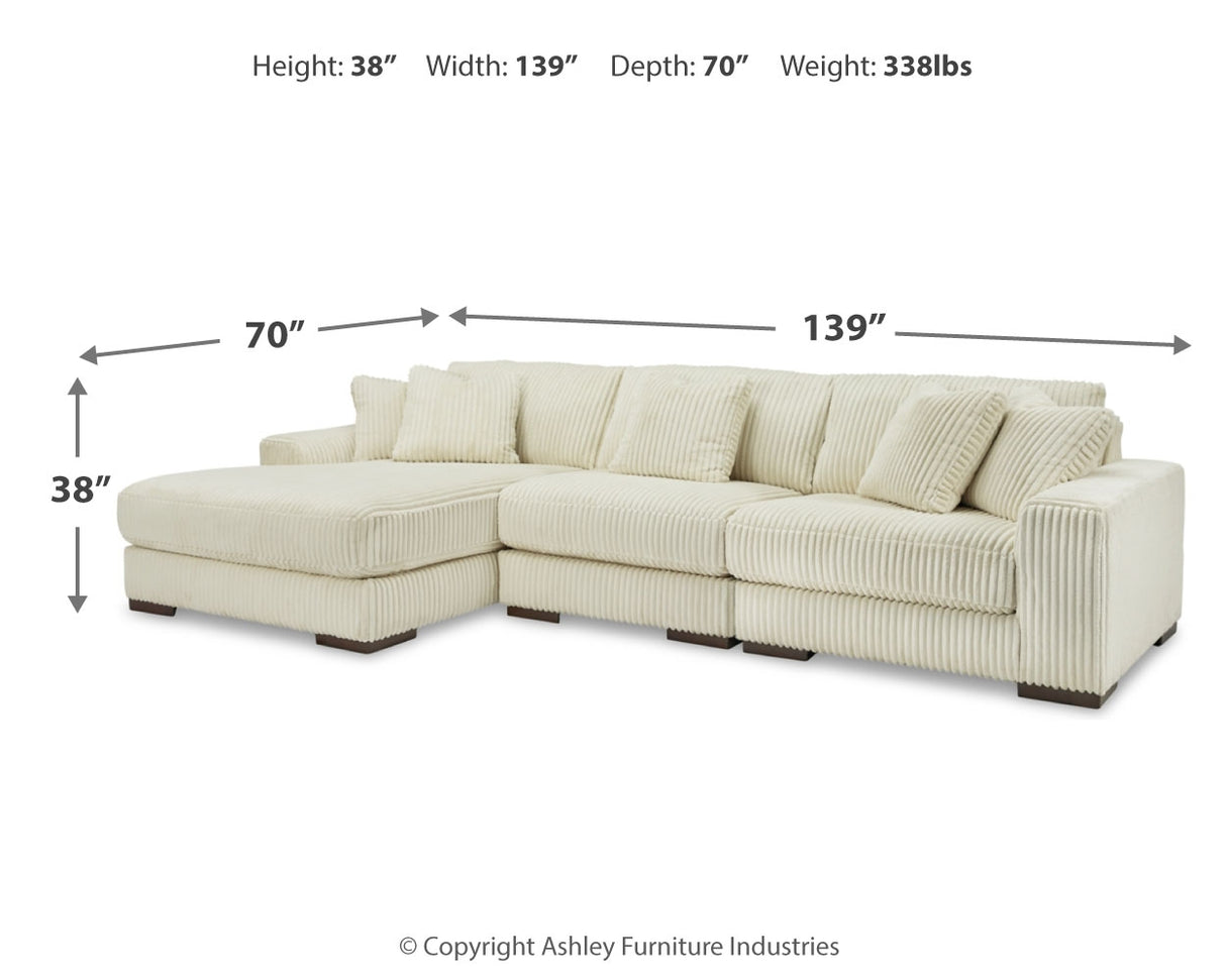 Lindyn 3-Piece Sectional with Ottoman in Ivory - PKG016105