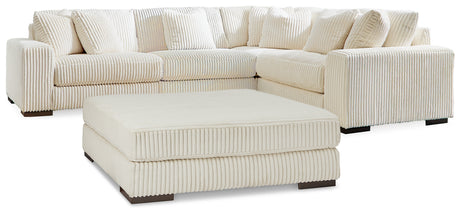 Lindyn 4-Piece Sectional with Ottoman in Ivory - PKG016106