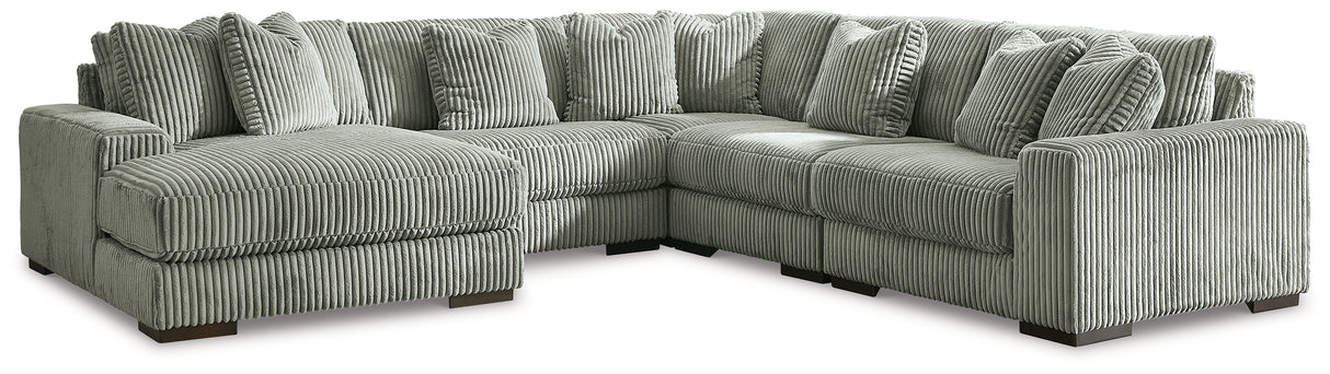 Lindyn 5-Piece Sectional with Ottoman in Fog - PKG014510