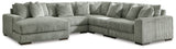 Lindyn 5-Piece Sectional with Ottoman in Fog - PKG014510