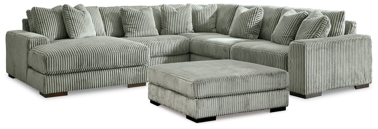 Lindyn 5-Piece Sectional with Ottoman in Fog - PKG014510