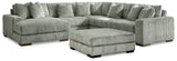 Lindyn 5-Piece Sectional with Ottoman in Fog - PKG014510