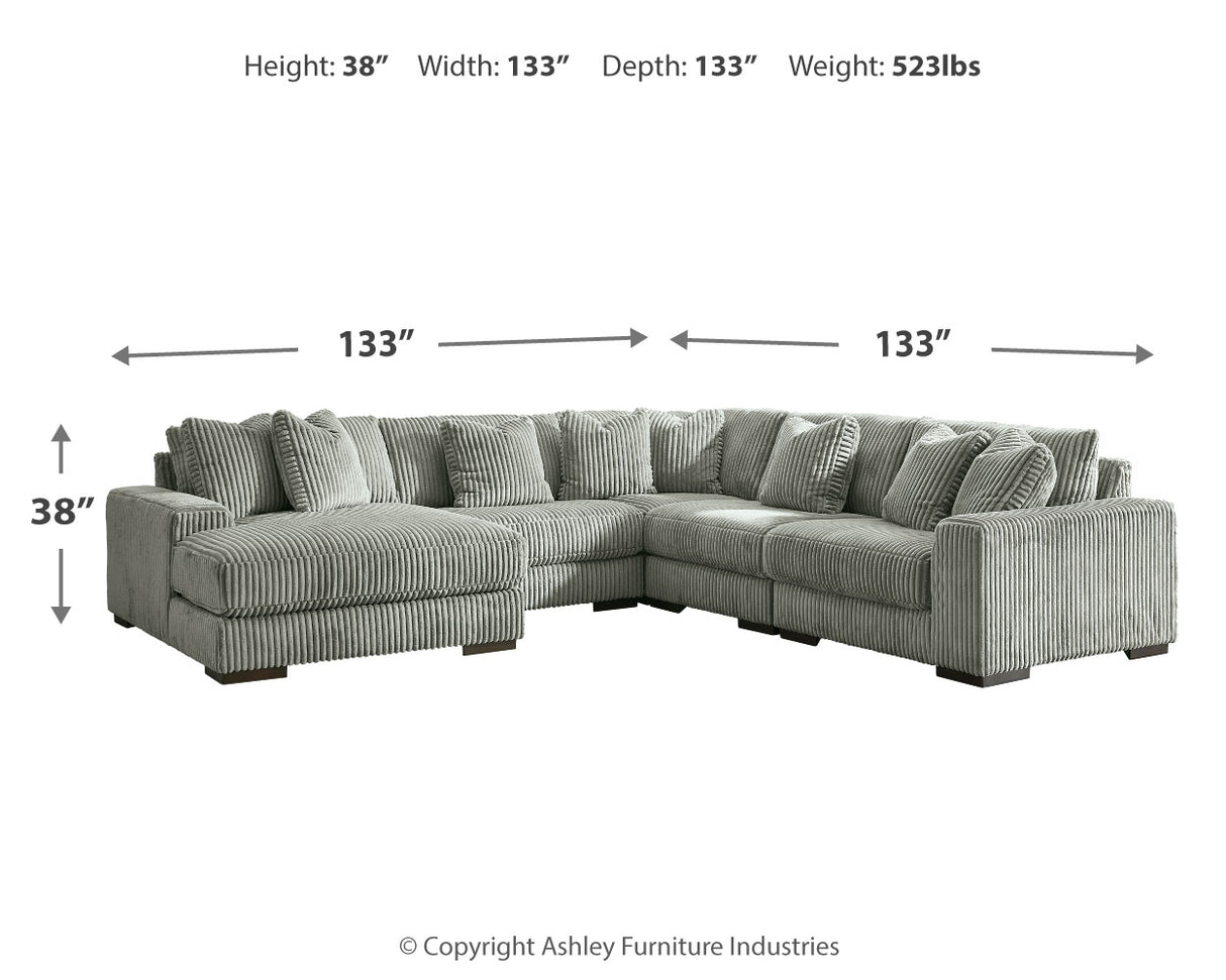 Lindyn 5-Piece Sectional with Ottoman in Fog - PKG014510