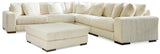 Lindyn 5-Piece Sectional with Ottoman in Ivory - PKG014504