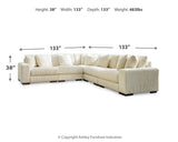 Lindyn 5-Piece Sectional with Ottoman in Ivory - PKG014504