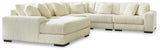 Lindyn 5-Piece Sectional with Ottoman in Ivory - PKG014505