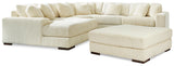 Lindyn 5-Piece Sectional with Ottoman in Ivory - PKG014505