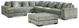 Lindyn 6-Piece Sectional with Ottoman in Fog - PKG016107