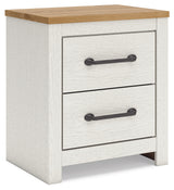 Linnocreek Full Panel Bed with Dresser and 2 Nightstands in White/Warm Brown from Ashley - Luna Furniture