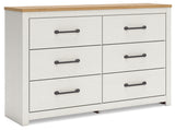 Linnocreek Full Panel Bed with Dresser in White/Warm Brown from Ashley - Luna Furniture