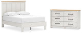 Linnocreek Full Panel Bed with Dresser in White/Warm Brown from Ashley - Luna Furniture