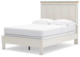 Linnocreek Full Panel Bed with Mirrored Dresser in White/Warm Brown from Ashley - Luna Furniture