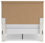 Linnocreek Full Panel Bed with Mirrored Dresser in White/Warm Brown from Ashley - Luna Furniture