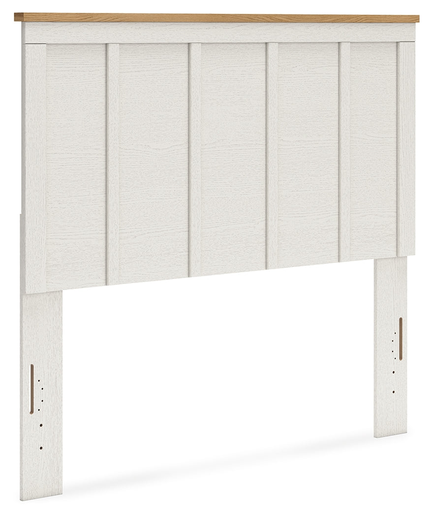 Linnocreek Full Panel Headboard with 2 Nightstands in White/Warm Brown from Ashley - Luna Furniture