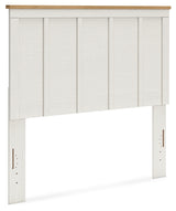 Linnocreek Full Panel Headboard with 2 Nightstands in White/Warm Brown from Ashley - Luna Furniture