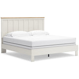 Linnocreek King Panel Bed with 2 Nightstands in White/Warm Brown from Ashley - Luna Furniture