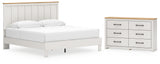 Linnocreek King Panel Bed with Dresser in White/Warm Brown from Ashley - Luna Furniture