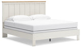 Linnocreek King Panel Bed with Dresser in White/Warm Brown from Ashley - Luna Furniture