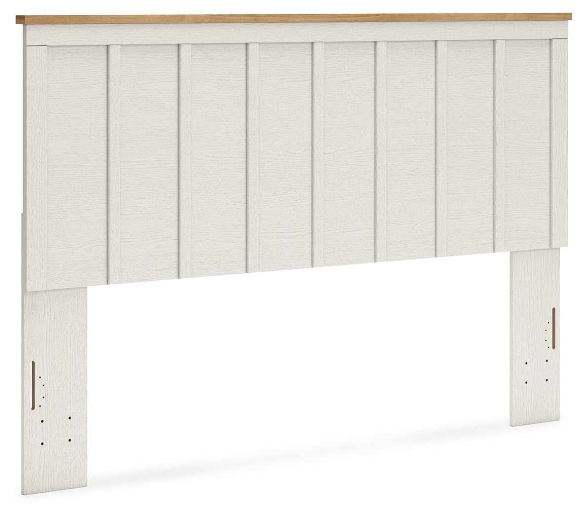 Linnocreek King Panel Headboard with 2 Nightstands in White/Warm Brown from Ashley - Luna Furniture