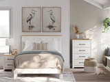 Linnocreek Queen Panel Bed with Dresser and 2 Nightstands in White/Warm Brown from Ashley - Luna Furniture