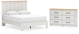 Linnocreek Queen Panel Bed with Dresser in White/Warm Brown from Ashley - Luna Furniture