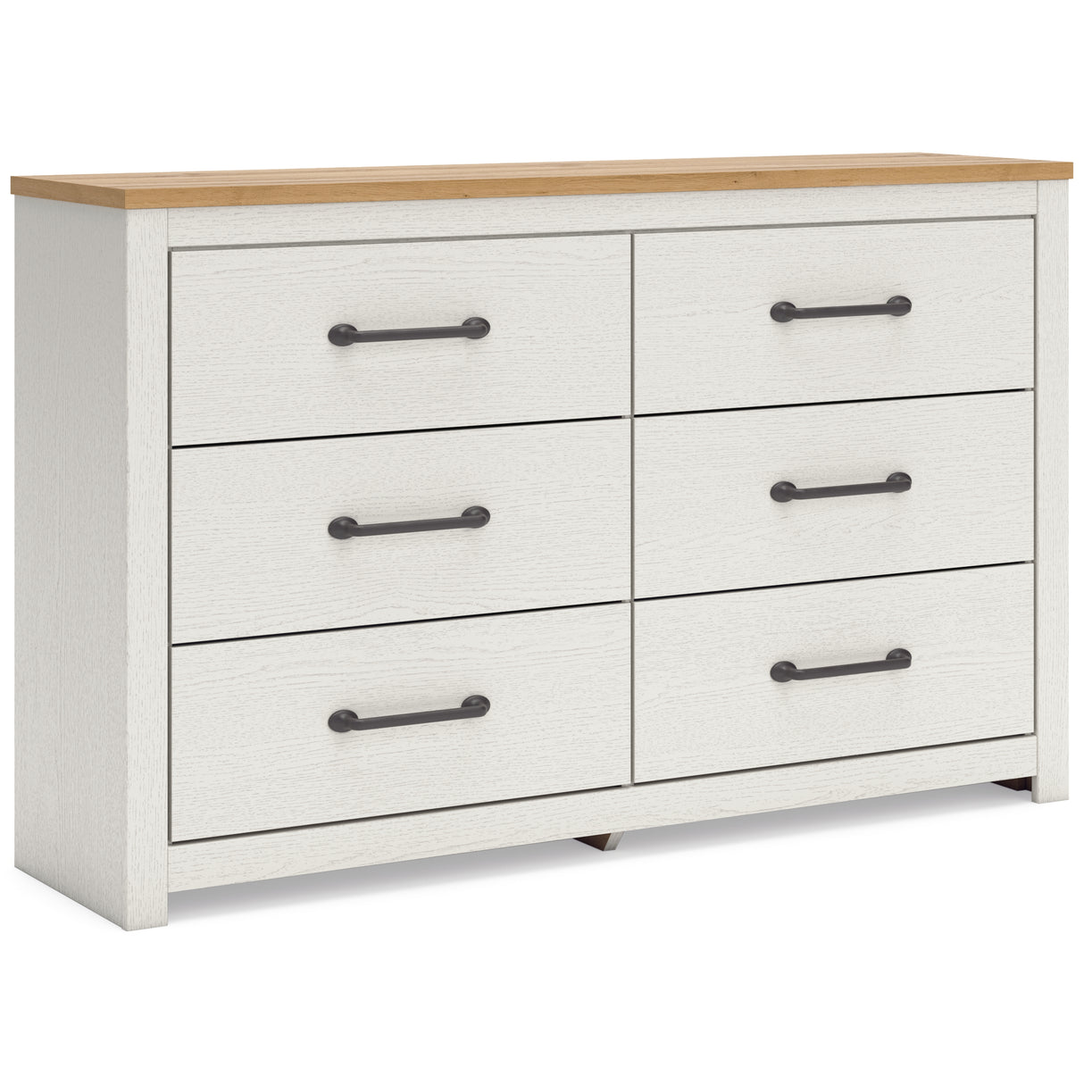 Linnocreek Queen Panel Bed with Dresser in White/Warm Brown from Ashley - Luna Furniture