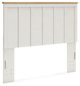 Linnocreek Queen Panel Headboard with 2 Nightstands in White/Warm Brown from Ashley - Luna Furniture