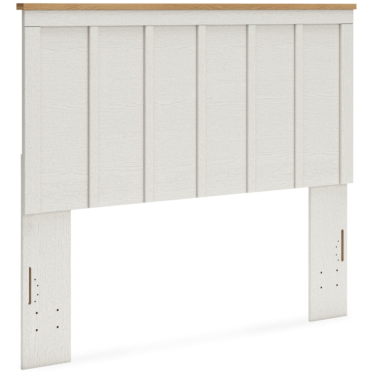 Linnocreek Queen Panel Headboard with Mirrored Dresser and 2 Nightstands in White/Warm Brown from Ashley - Luna Furniture