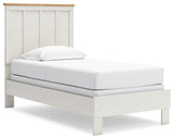 Linnocreek Twin Panel Bed with Dresser in White/Warm Brown from Ashley - Luna Furniture