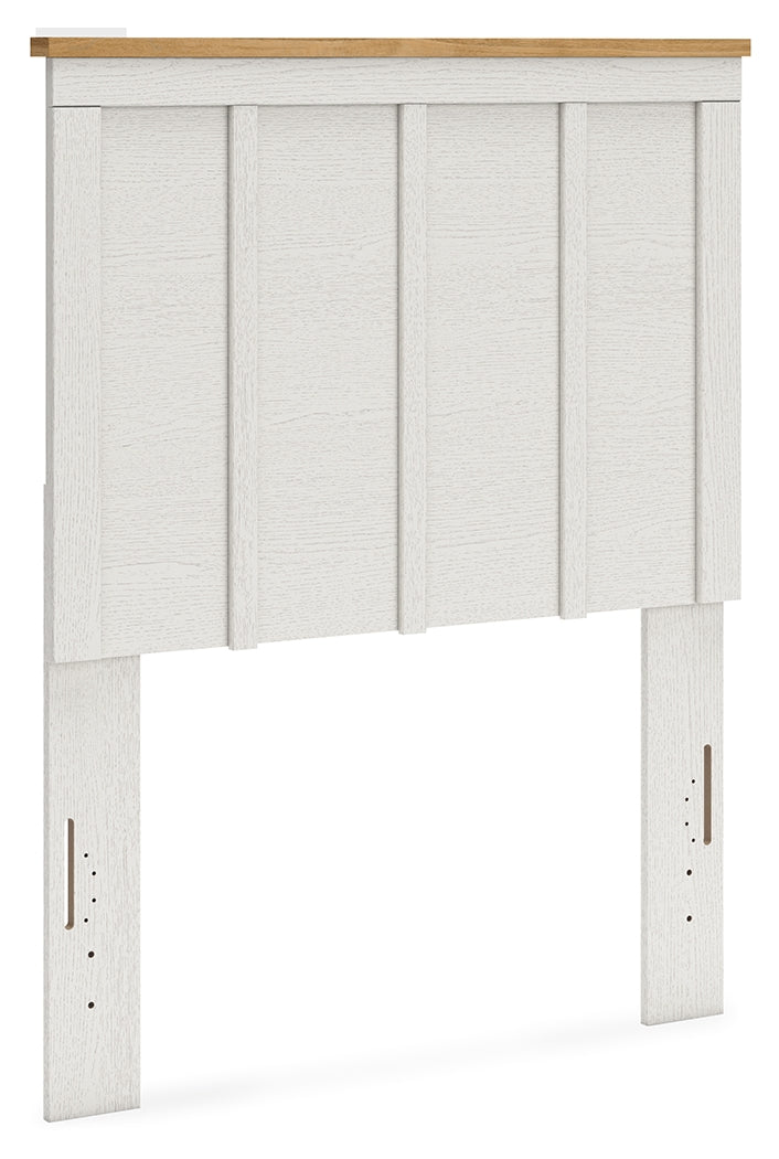 Linnocreek Twin Panel Headboard with Dresser in White/Warm Brown from Ashley - Luna Furniture